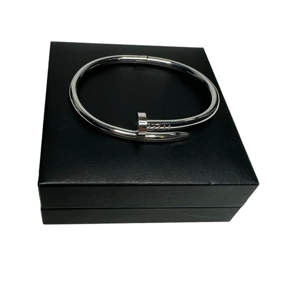 NEW Fashion Silver Color Nail Titanium Steel Plated Bangle Bracelet - Picture 3 of 9